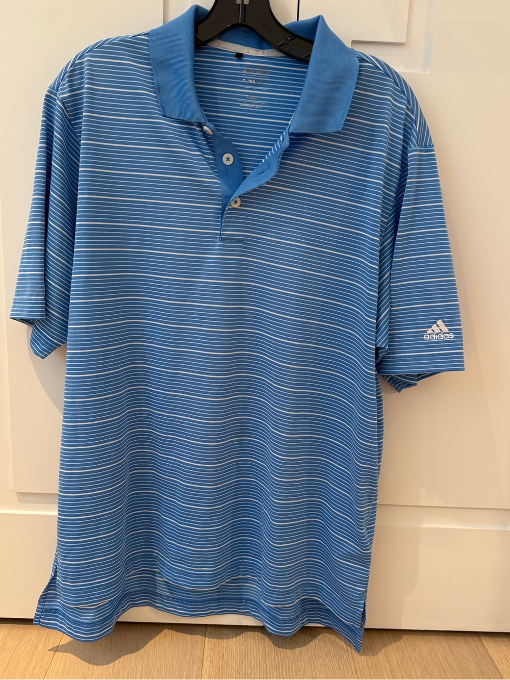 adidas Men’s Light Blue Striped Golf Polo